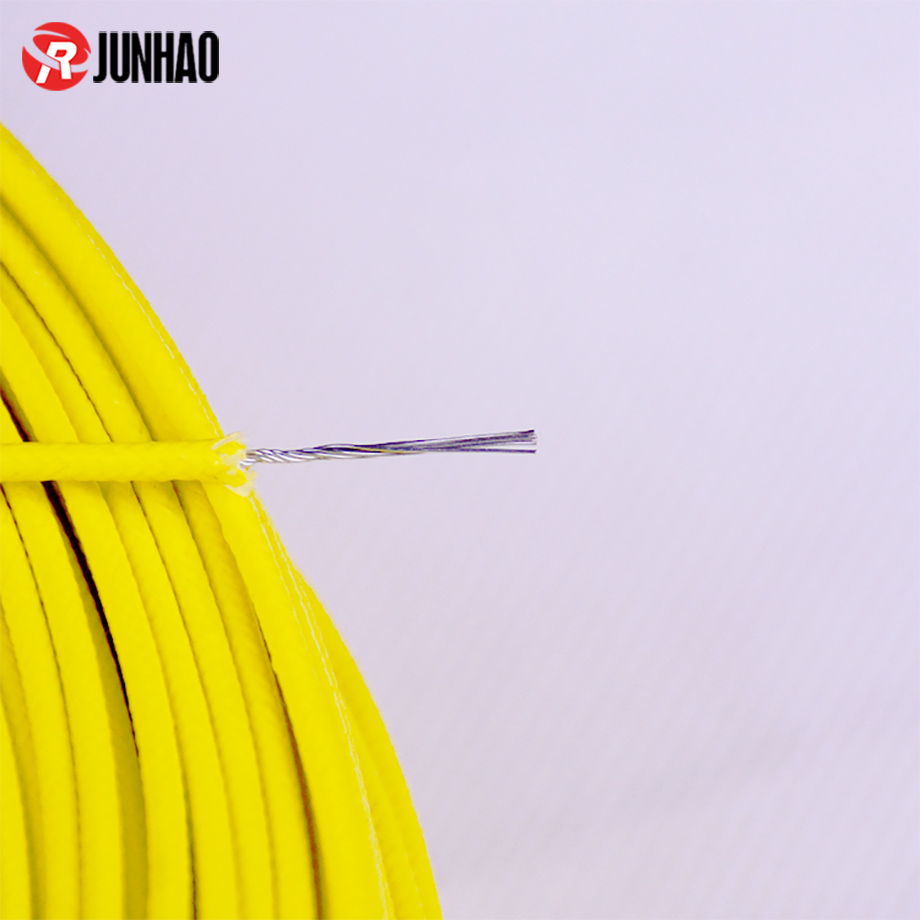 1-20062G02G6107 Yellow UL 3122 22 awg Fiberglass Braid Silicone Rubber Insulated High Temperature Flexible Silicone Wire 2