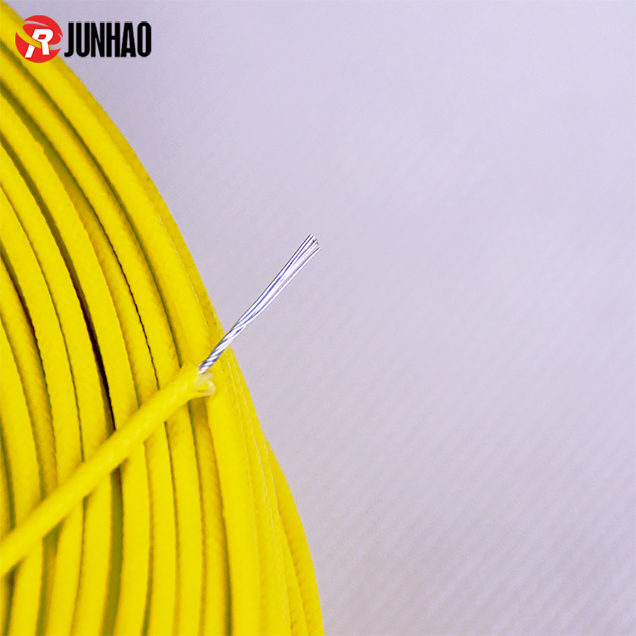 1-20062G02I5938 Yellow UL 3122 22 awg Fiberglass Braid Silicone Rubber Insulated High Temperature Flexible Silicone Wire 3