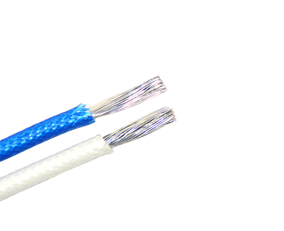 1-200P611194J58 Silicone Fiberglass Braided Copper Wire Cable, 2.5mm2 Flexible Cable 3.7mm Blue 1