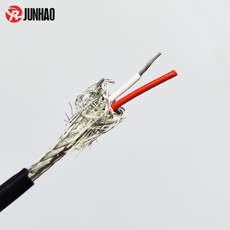 1-24122GG050M0 2 Cores 24AWG PFA Wire With PFA Jacket Shielded Cable 0.2mm PFA Insulated Screen Cable